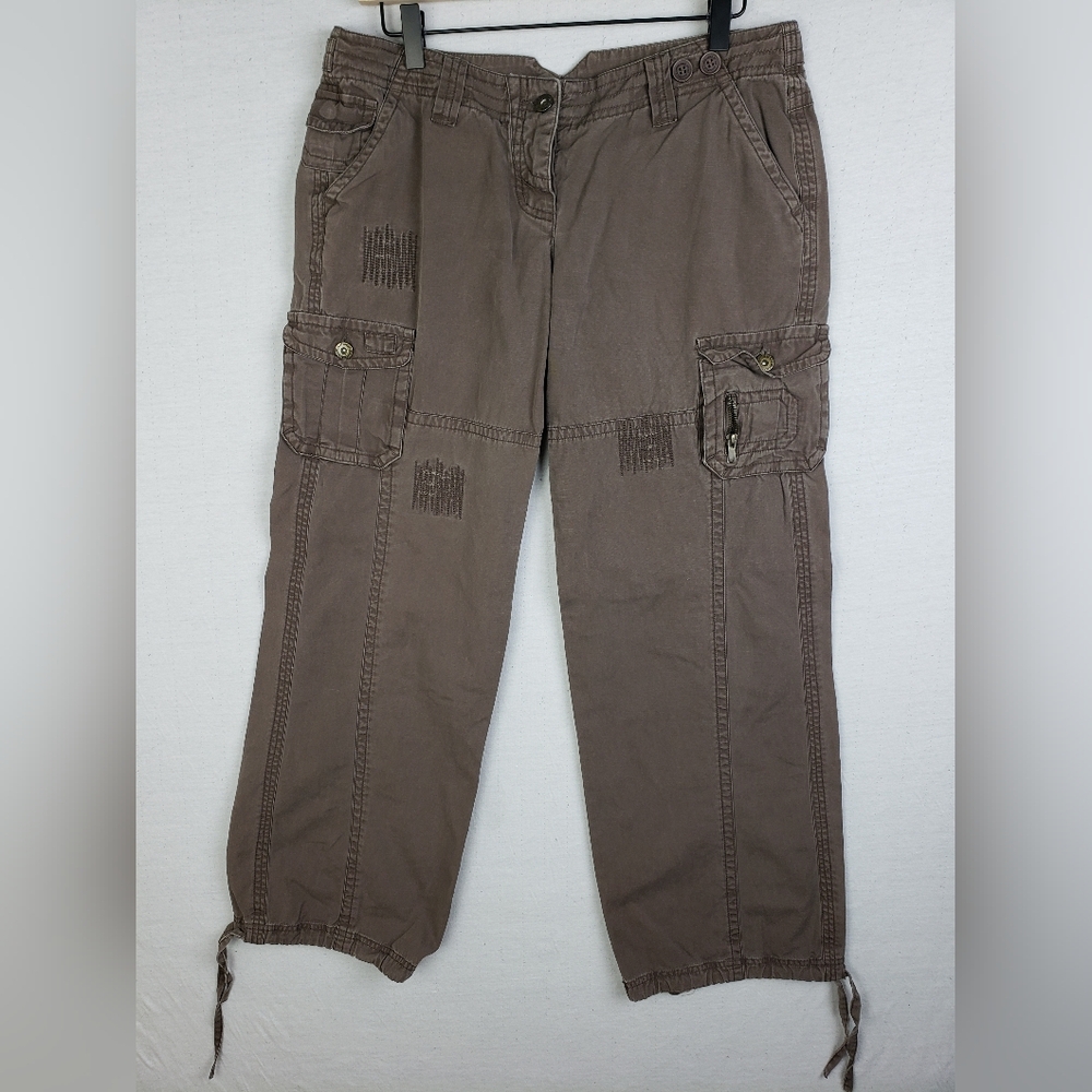 Vintage Y2K Picasso Pants Cargo Baggy Low Rise Relaxed Distressed Taupe Brown L - Picture 2 of 13